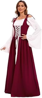 AUTOWT Women’s Renaissance Fairy Gothic Peasant Over Dress