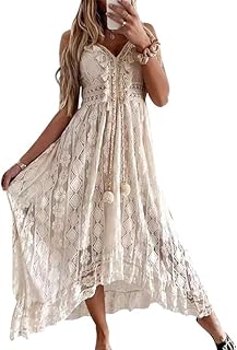 Boho Maxi Dress with Tassel V-Neck and Flare