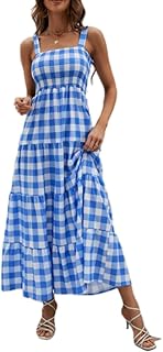 Women’s Boho Plaid Sleeveless Sun Dress