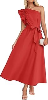 ZESICA Women’s One Shoulder Ruffle Maxi Dress