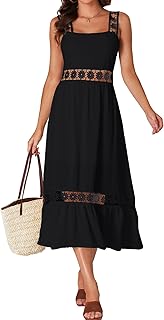 Umenlele Women’s Boho Crochet Lace Maxi Dress