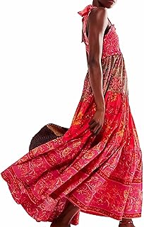 Cinvoma Women Flowy Maxi Dress (L, Red)