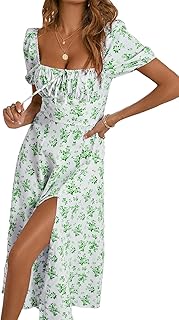 KEIRAA Women’s Puff Sleeve Floral Maxi Dress