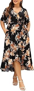 Keluummi Plus Size Boho Floral Maxi Dress for Curvy Women