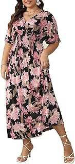 OSTOO Women’s Plus Size Floral Print Boho Maxi Dress