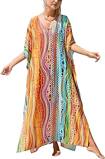 YouKD Maxi V-Neck Kaftan Beach Cover-ups for